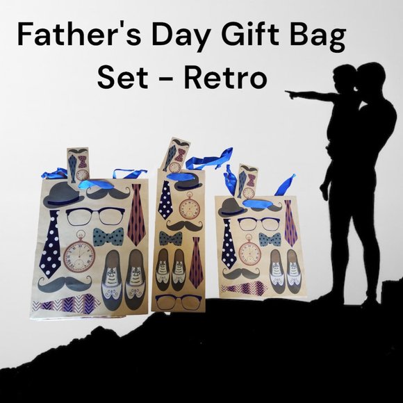 Retro Gift Bags -- Father's Day - Dad's Birthday - Boy Baby Shower - Nostalgic - Picture 1 of 8
